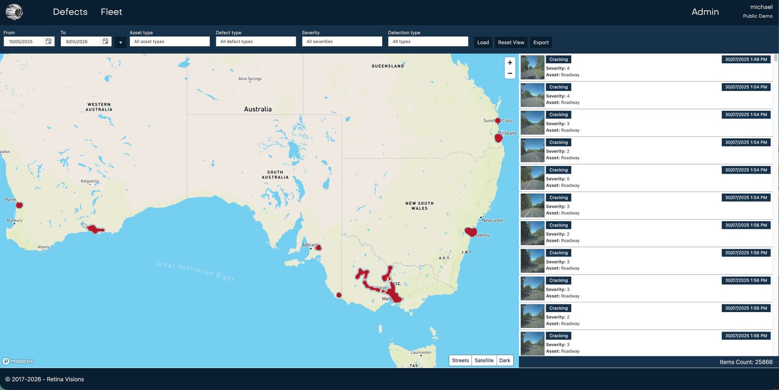 Defect map dashboard